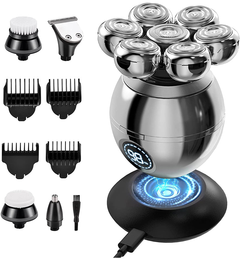 💪7D Floating Shaver Set | 5-in-1 Multifunctional⚡ Wireless Charging + LED Battery Indicator🚿 Wet/Dry Use · Washable🪐 Portable for Travel