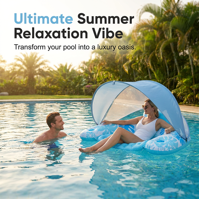 Inflatable Pool Float with Removable Sun Canopy