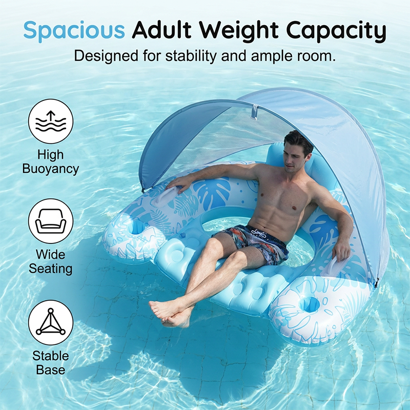 Inflatable Pool Float with Removable Sun Canopy