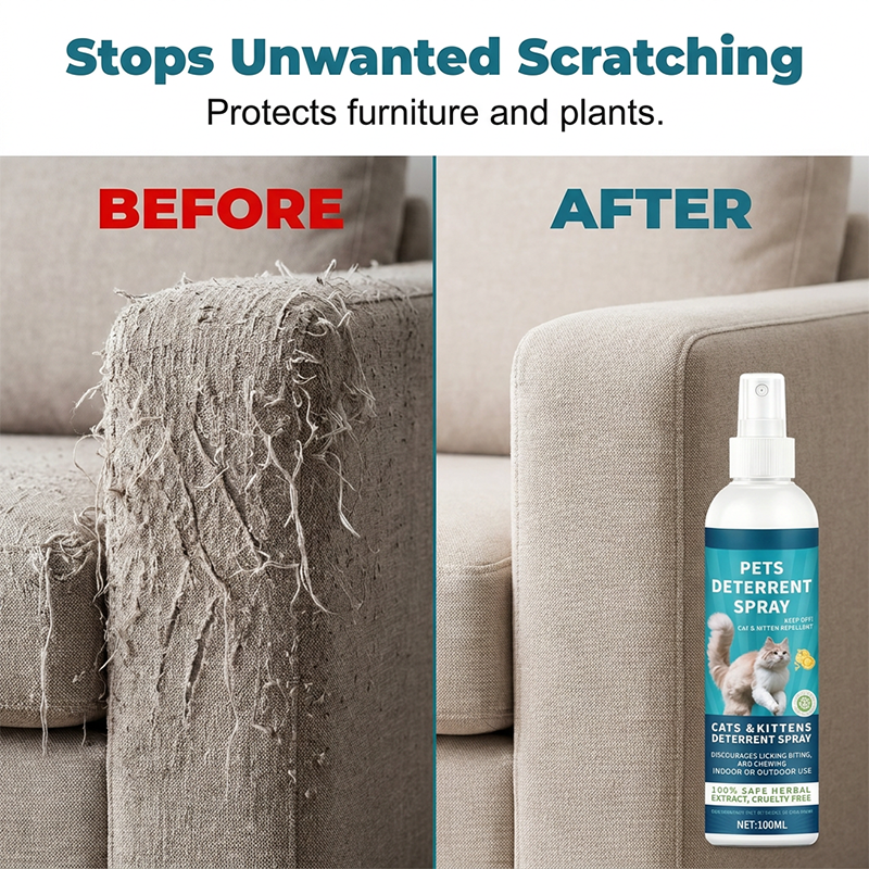 🥳2026 HOT SALE🥳💞50K+ SOLD!🌿🐱 50% OFF! Herbal Pet Deterrent Spray – Stops scratching, safe for cats & kittens. Protect sofas & plants. 🌸✨
