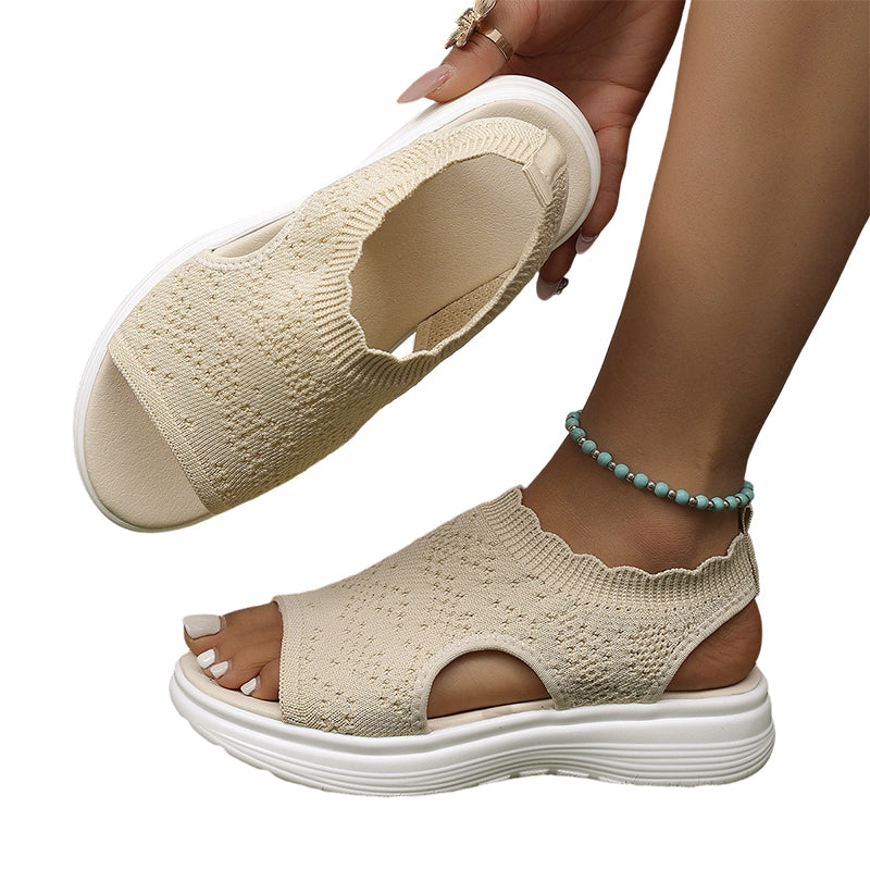 ⏳LAST DAY SALE ONLY ￡12.99!!💐 Women's Breathable Knit Platform Sandals – Air-permeable knit upper, cushioned sole & lightweight comfy summer footwear ✨