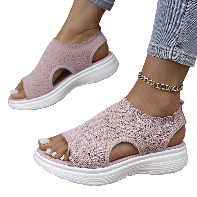 ⏳LAST DAY SALE ONLY ￡12.99!!💐 Women's Breathable Knit Platform Sandals – Air-permeable knit upper, cushioned sole & lightweight comfy summer footwear ✨