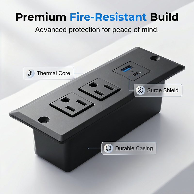 Modern Recessed Desktop Power Strip