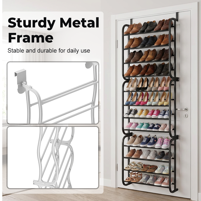 👟50% OFF NOW! 🏆 Over-the-Door Shoe Rack Organizer – 24 pockets & tool-free install – Fits standard doors, holds up to 24 pairs – perfect for entryway or closet 🚪✨