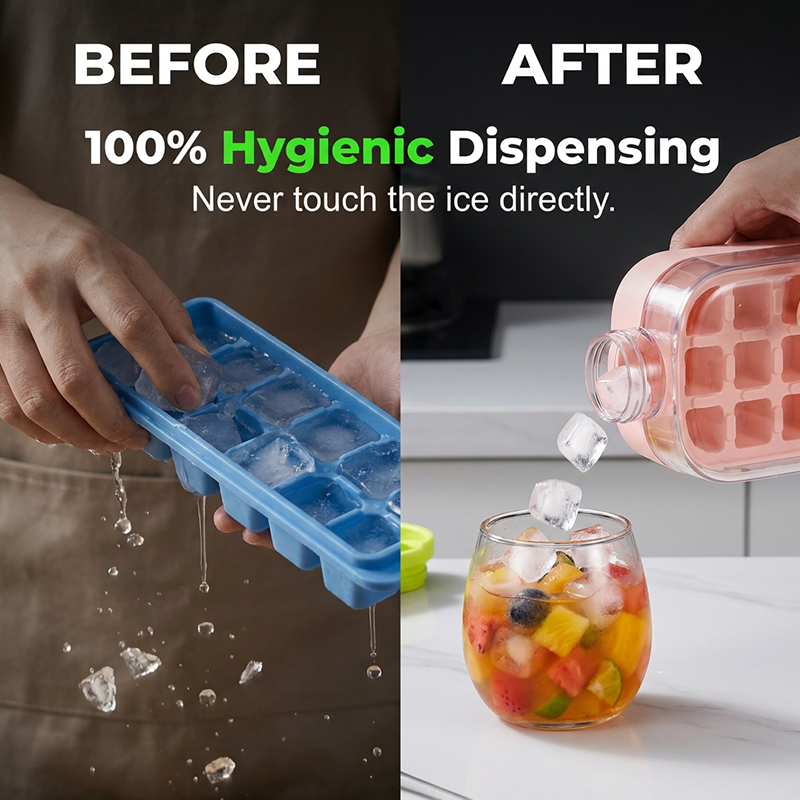 ❄️2-in-1 Ice Cube Maker Water Bottle Built-In Ice Tray, Food-Grade Silicone, Bpa-Free. Make Ice & Store Water In One Bottle – Ideal For Gym, Office & Travel! 🏋️‍♂️💼✈️