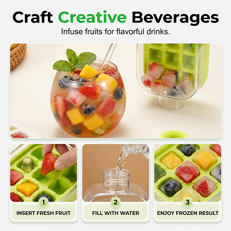 ❄️2-in-1 Ice Cube Maker Water Bottle Built-In Ice Tray, Food-Grade Silicone, Bpa-Free. Make Ice & Store Water In One Bottle – Ideal For Gym, Office & Travel! 🏋️‍♂️💼✈️