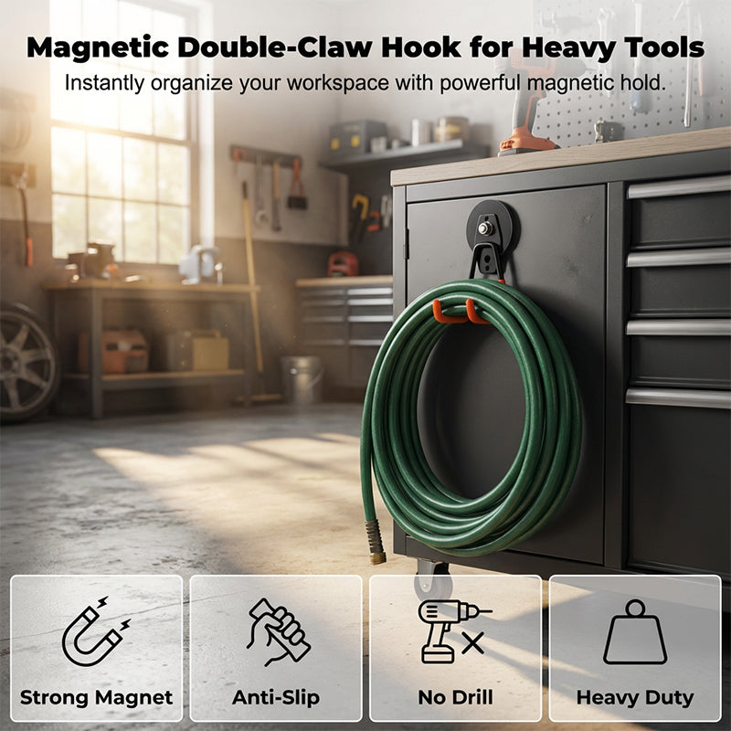 🦞⚡ Heavy-Duty Magnetic Double-Claw Hook – Secure Dual-Claw Grip, High Load Capacity, Ideal for Any Metal Surface (Fridge, Shelf, Cabinet) at Home or Garage 🧲💪☀️