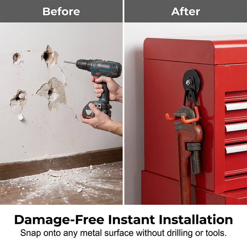 🦞⚡ Heavy-Duty Magnetic Double-Claw Hook – Secure Dual-Claw Grip, High Load Capacity, Ideal for Any Metal Surface (Fridge, Shelf, Cabinet) at Home or Garage 🧲💪☀️