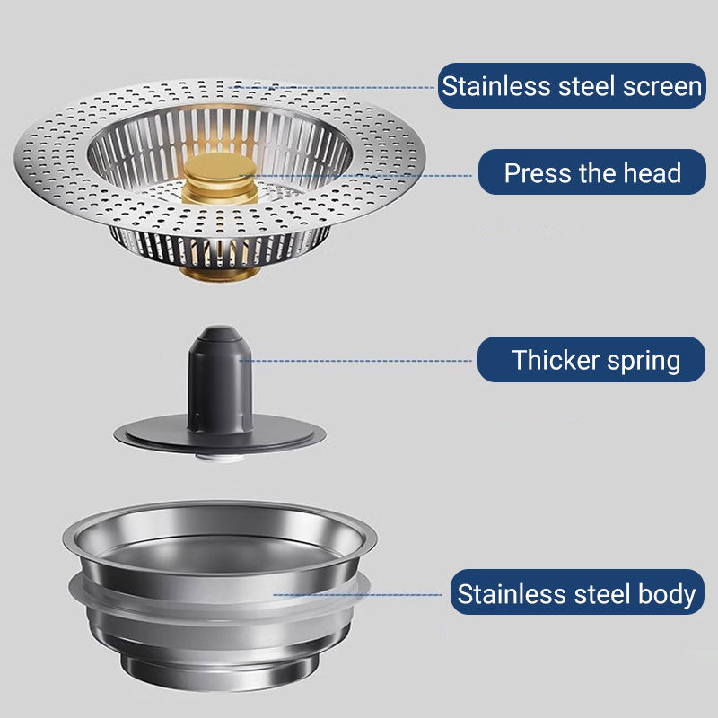 🔥New Hot Selling❤️‍🔥 Stainless Steel Sink Push-Button Drain Stopper
