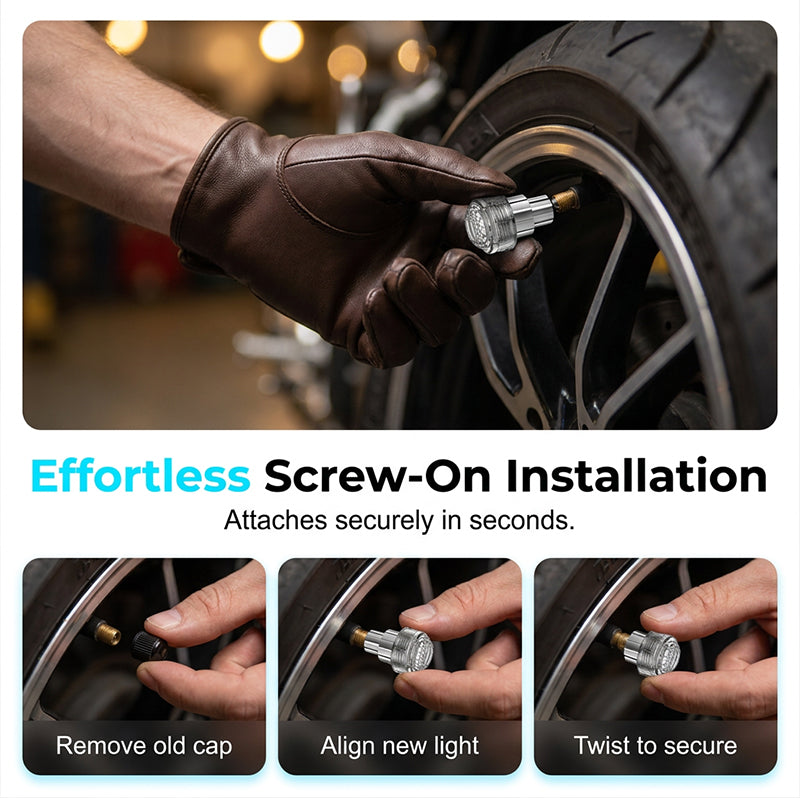 Wire-Free Motorcycle Valve Cap Light