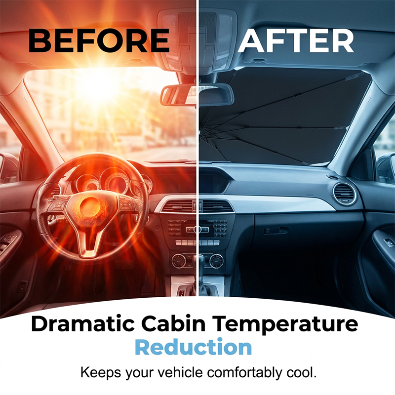 Bendable Handle Car Windshield Sunshade Umbrella