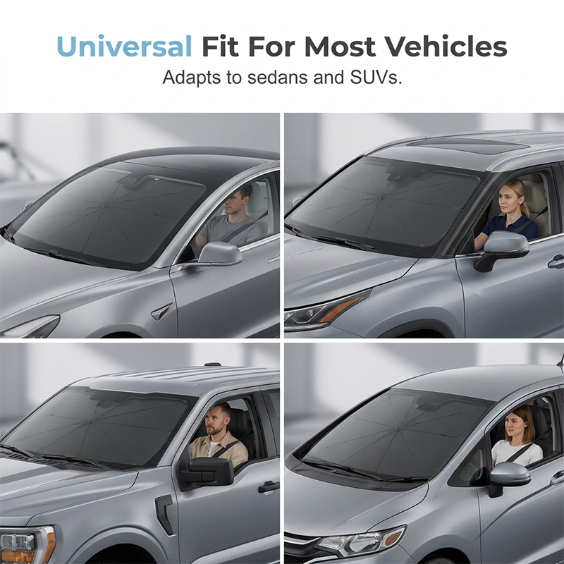 Bendable Handle Car Windshield Sunshade Umbrella