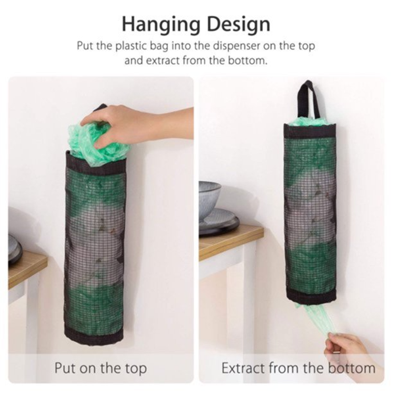 🛍️ 50% OFF! 50K+ sold! Plastic bag organizer – hanging design, breathable mesh, holds bags & even veggies! ♻️🧺