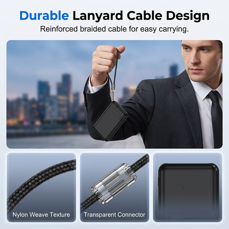 🥳2026 BESTSELLER🥳 Magnetic Power Bank – 3-in-1 with Built-in Lanyard Cable – Fast Charging, Secure Snap – 10000mAh/20000mAh! 🛡️💨