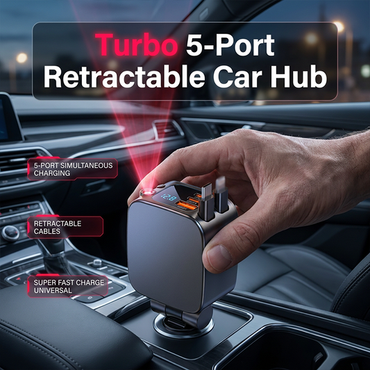 🚗 50% OFF! 50K+ sold! 5-port car charger – retractable cables, real-time voltage display, and stunning starry sky projection! ⭐🔌