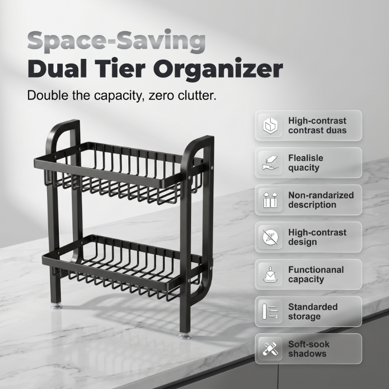 Slim Wall-Mounted Spice Organizer Drill-Free Carbon Steel Kitchen Countertop Storage Rack