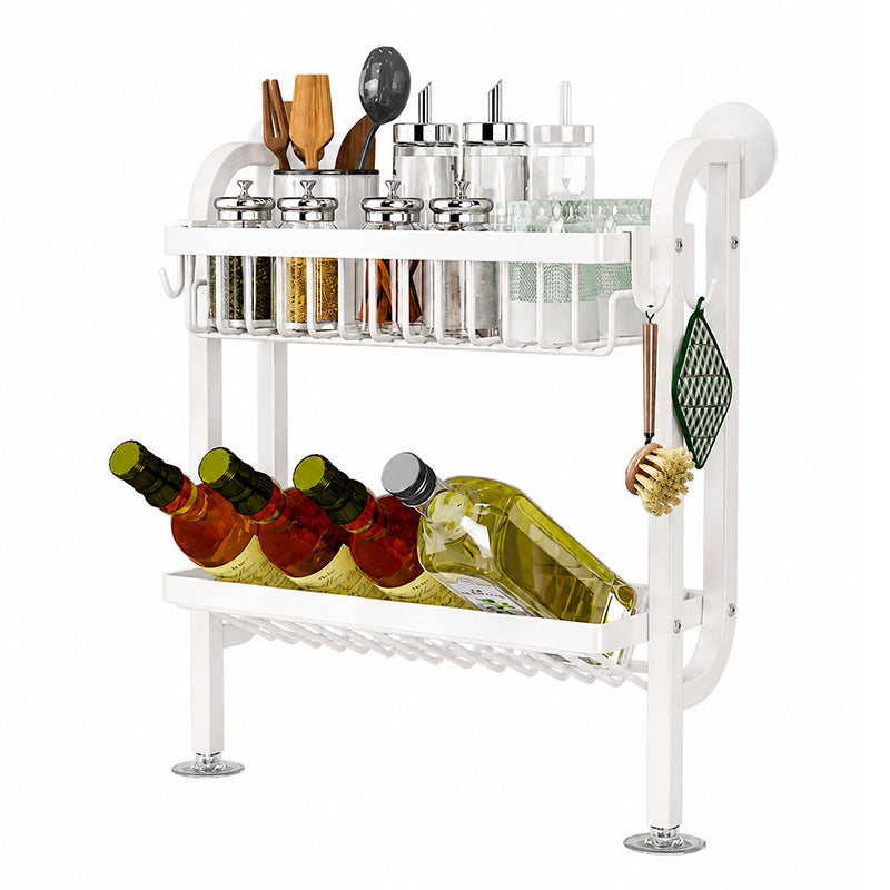 Slim Wall-Mounted Spice Organizer Drill-Free Carbon Steel Kitchen Countertop Storage Rack