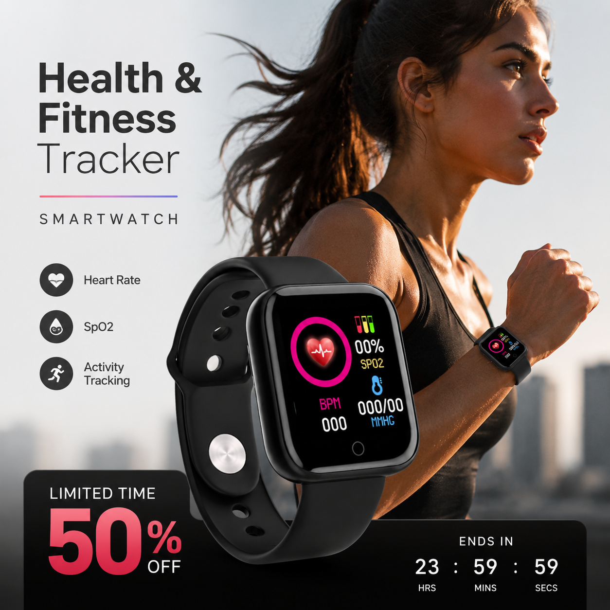 Montre connectée pour le suivi de la santé et de l'activité physique