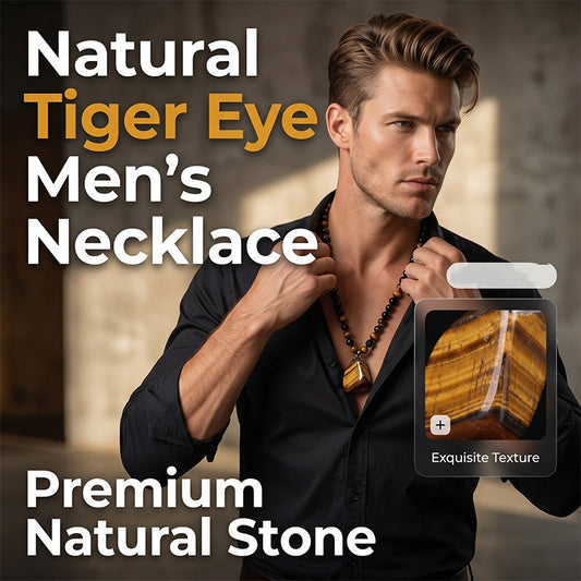 🔥50% OFF NOW|Men's Natural Tiger's‑Eye Beaded Necklace‑Stylish Energy Healing Stone Jewelry for Daily & Gift‑Giving