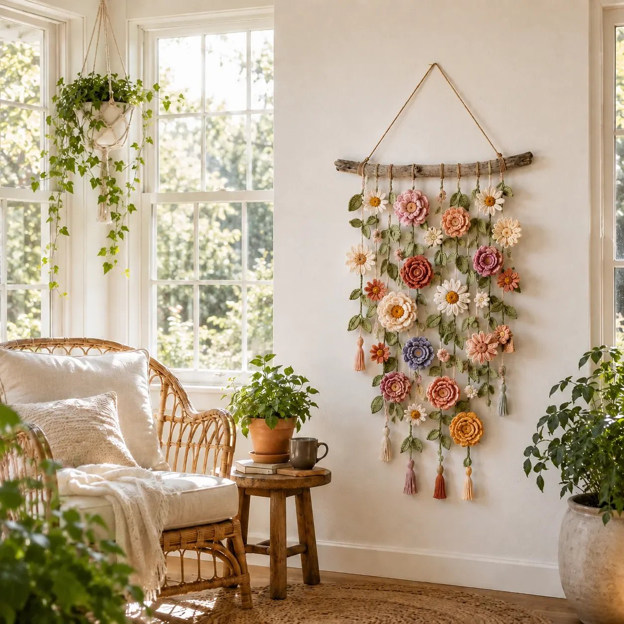 🌸Crochet Flower Wall Hanging Decor Handmade🌸Handcrafted Items from the School for Middle-Aged and Elderly Artisans