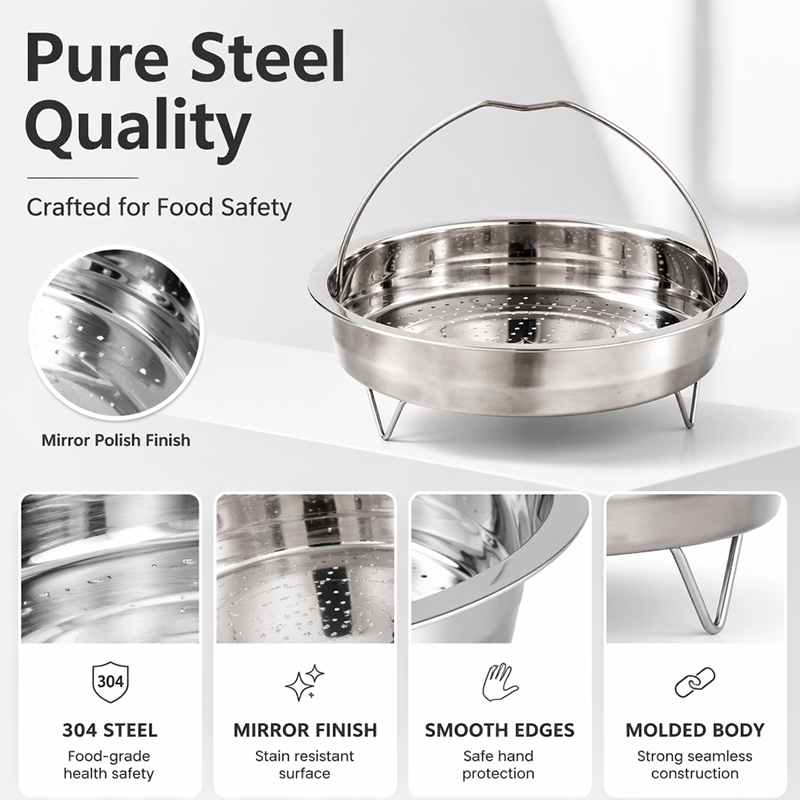 Stainless Steel Steamer Basket Insert with Handle