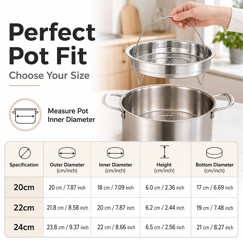 Stainless Steel Steamer Basket Insert with Handle