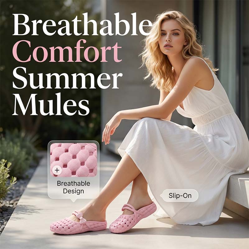 🎉 LIMITED TIME 50% OFF! 👡 Breathable Bow Mules – Cloud-Soft Slip-Ons ☁️