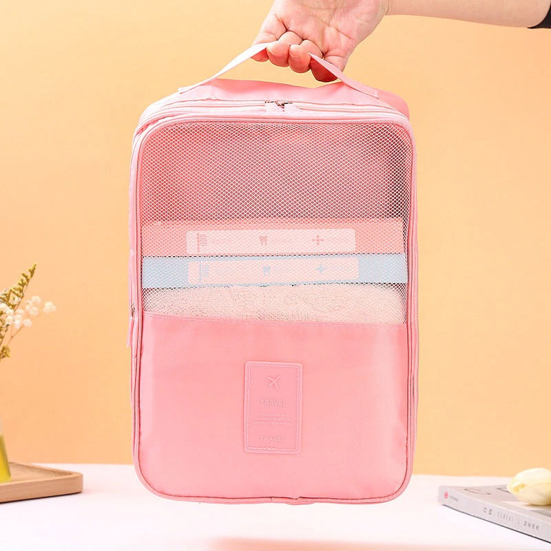👟 Shoe storage bag – holds 1 pair sneakers + 2 pairs sandals. Oxford nylon, breathable mesh, sturdy handle. 50% OFF! 🧳✨