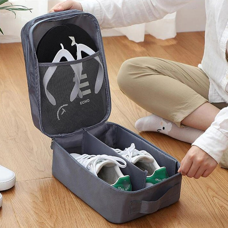 👟 Shoe storage bag – holds 1 pair sneakers + 2 pairs sandals. Oxford nylon, breathable mesh, sturdy handle. 50% OFF! 🧳✨