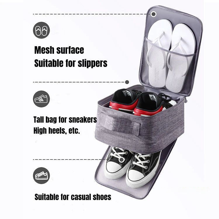 👟 Shoe storage bag – holds 1 pair sneakers + 2 pairs sandals. Oxford nylon, breathable mesh, sturdy handle. 50% OFF! 🧳✨