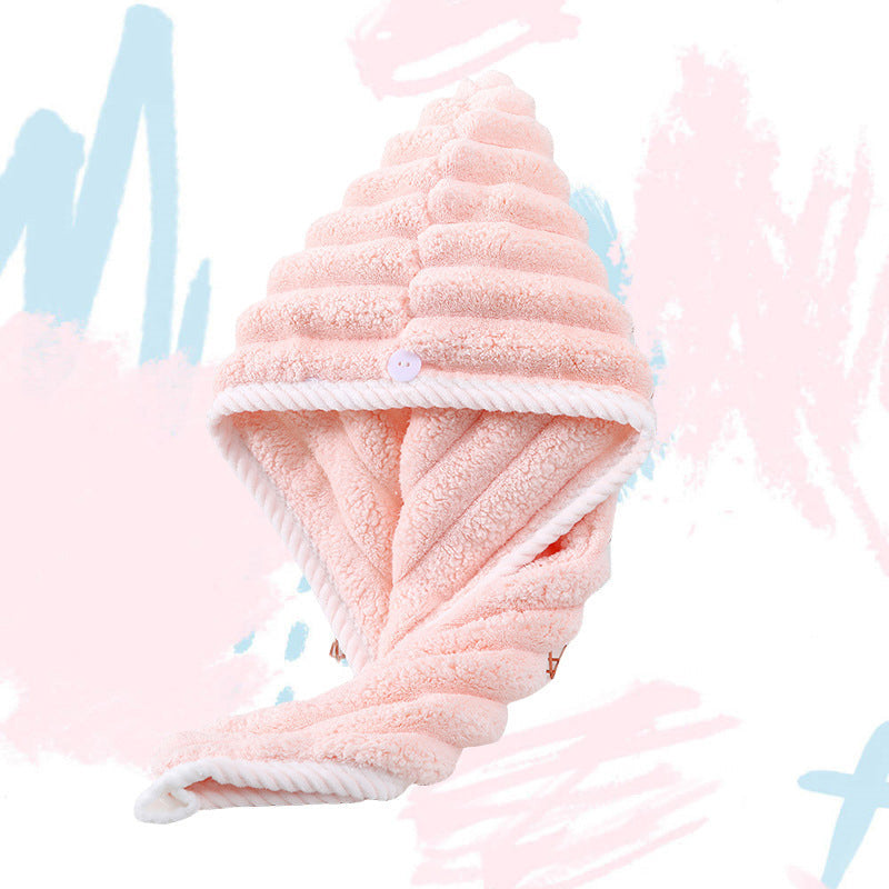 Hair Drying Towel Cap with Button