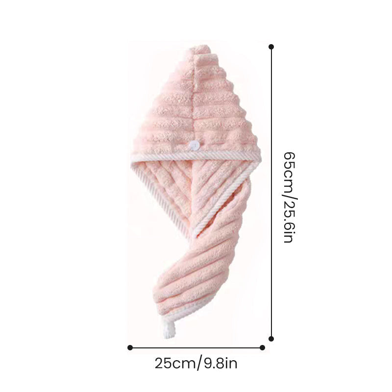 Hair Drying Towel Cap with Button