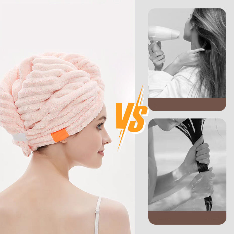 Hair Drying Towel Cap with Button