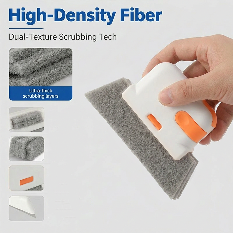 🔥Buy 1 Get 1 Free💥3-in-1 Window Track Cleaning Tool with Scrubbing Pad