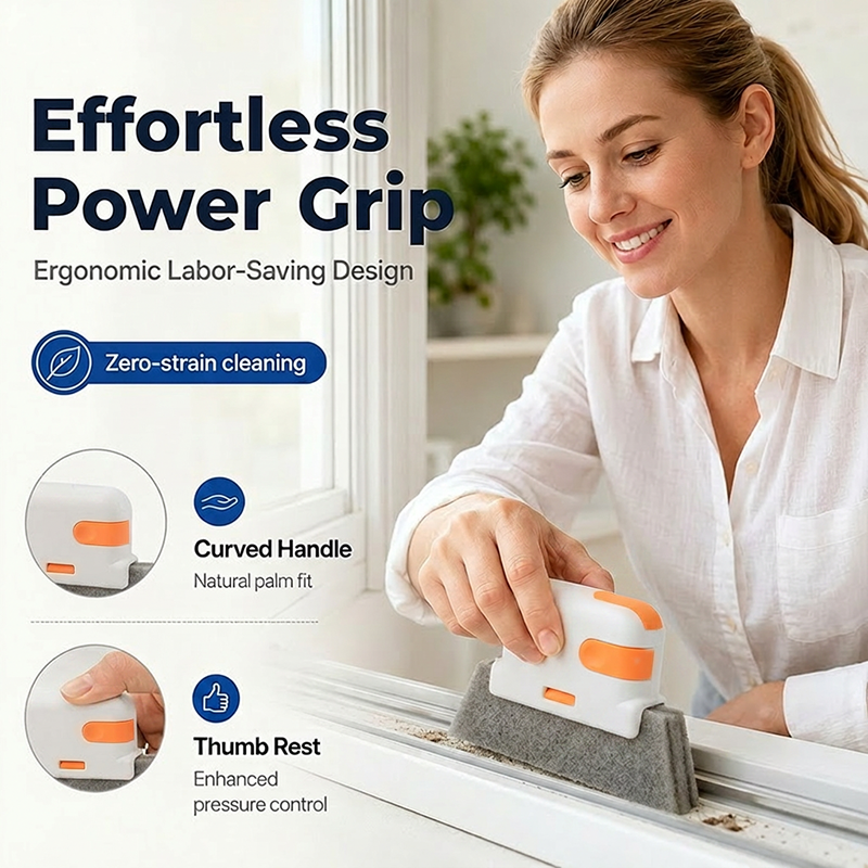 🔥Buy 1 Get 1 Free💥3-in-1 Window Track Cleaning Tool with Scrubbing Pad