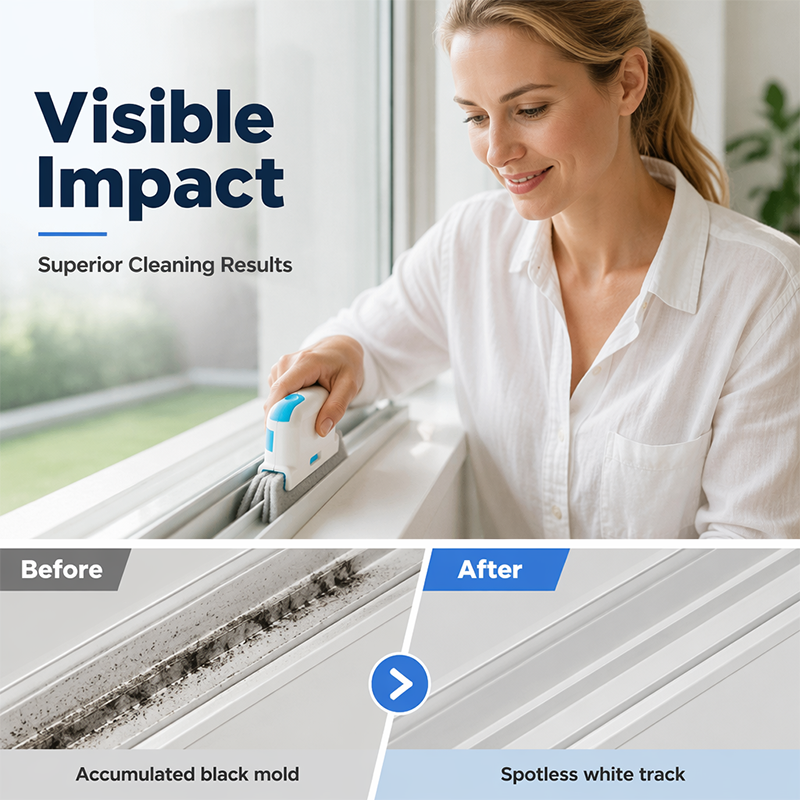 🔥Buy 1 Get 1 Free💥3-in-1 Window Track Cleaning Tool with Scrubbing Pad