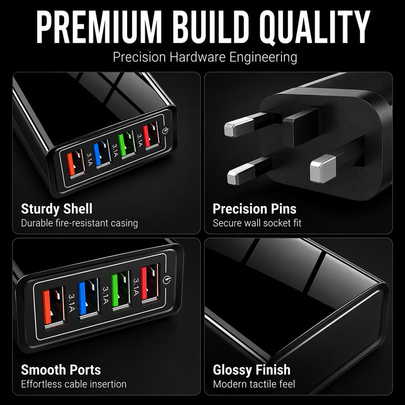 ⏳LAST DAY SALE 50% OFF !!📢4-Port USB Wall Charger – 12W Multi-Device Travel Charging Adapter