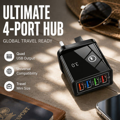⏳LAST DAY SALE 50% OFF !!📢4-Port USB Wall Charger – 12W Multi-Device Travel Charging Adapter