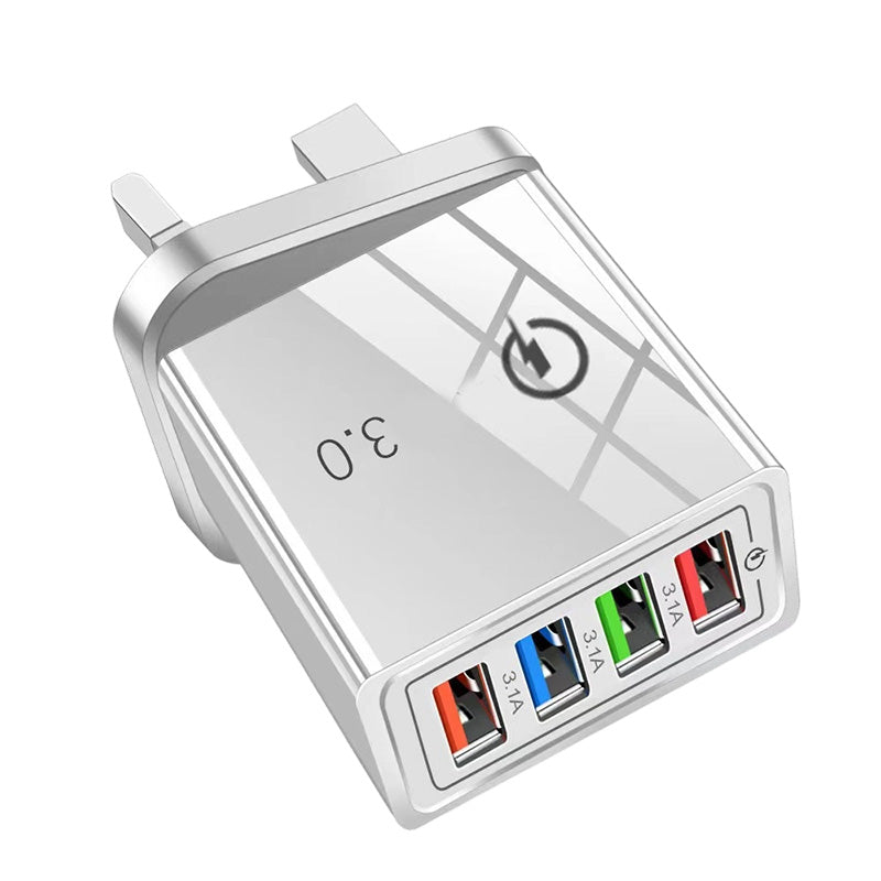 ⏳LAST DAY SALE 50% OFF !!📢4-Port USB Wall Charger – 12W Multi-Device Travel Charging Adapter