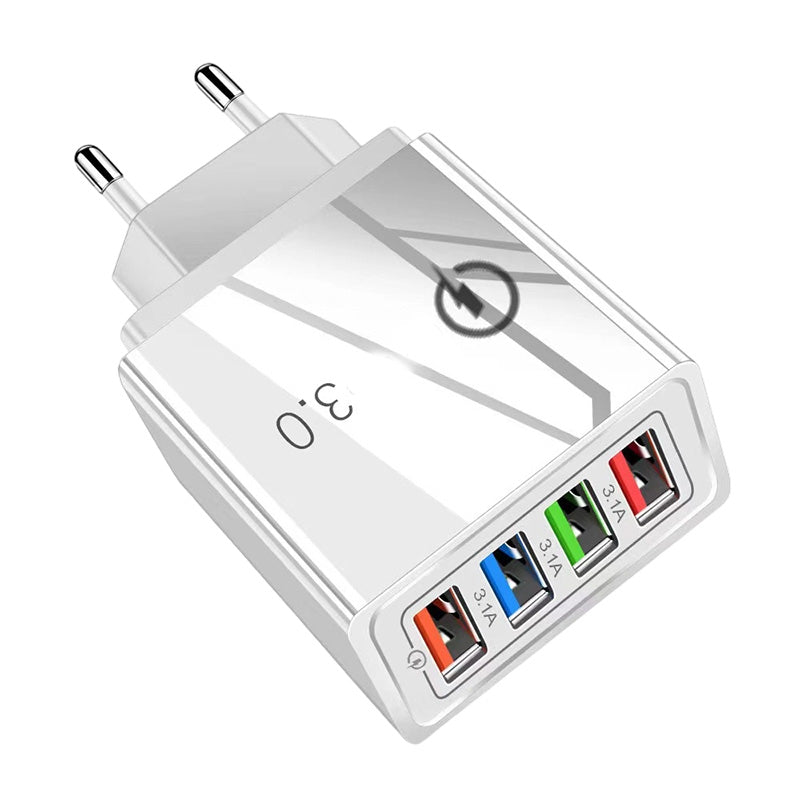 ⏳LAST DAY SALE 50% OFF !!📢4-Port USB Wall Charger – 12W Multi-Device Travel Charging Adapter