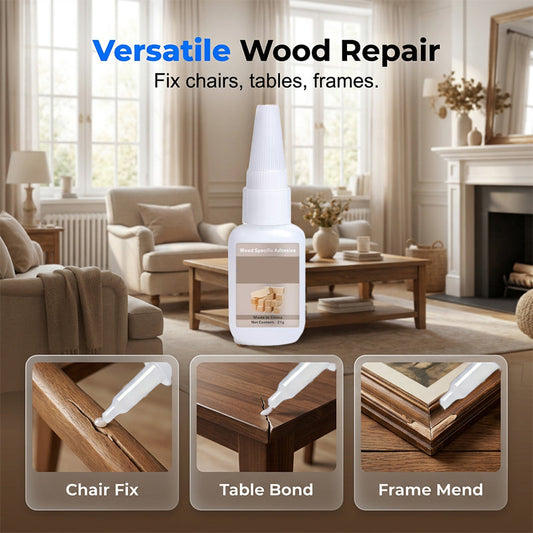 🪵 Wood glue – strong bond, precision tip, dries clear, rapid curing. Fixes chairs, tables & frames. 50% OFF! 🔨✨