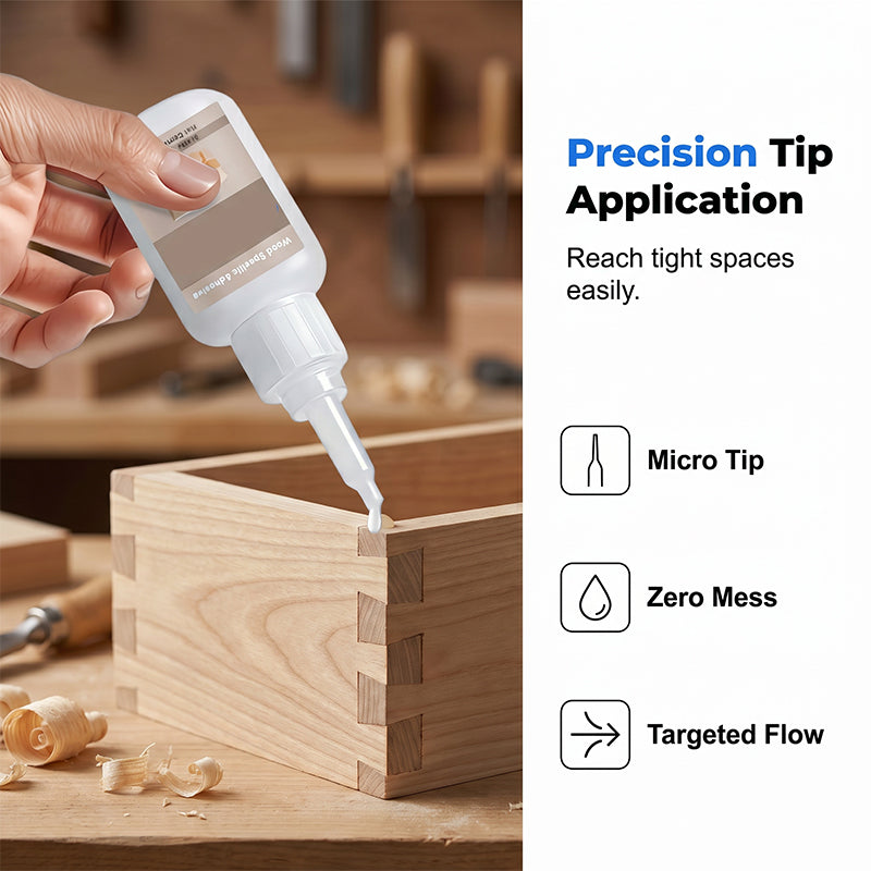 🪵 Wood glue – strong bond, precision tip, dries clear, rapid curing. Fixes chairs, tables & frames. 50% OFF! 🔨✨