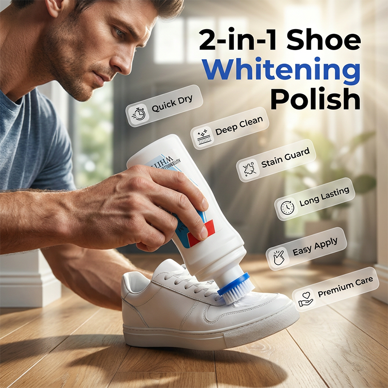 👟 50% OFF! 50K+ sold! 2-in-1 shoe whitening polish – built-in brush, restores white sneakers & leather shoes! ✨🧼