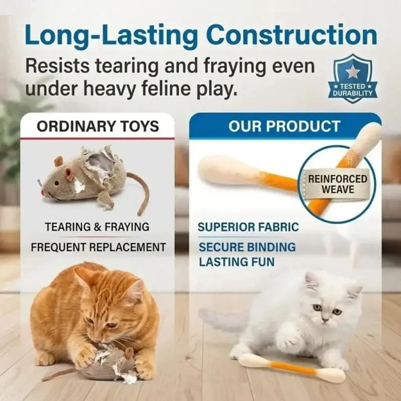 😺BORED CAT? FIX IT FAST!😺 Interactive Swab Toy – Premium Catnip, Durable Felt, Dental Care – Kicks, Chases & Pounces! 🐾