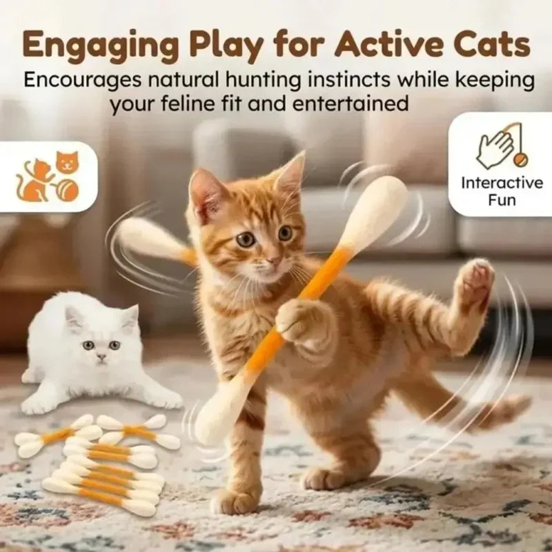 😺BORED CAT? FIX IT FAST!😺 Interactive Swab Toy – Premium Catnip, Durable Felt, Dental Care – Kicks, Chases & Pounces! 🐾