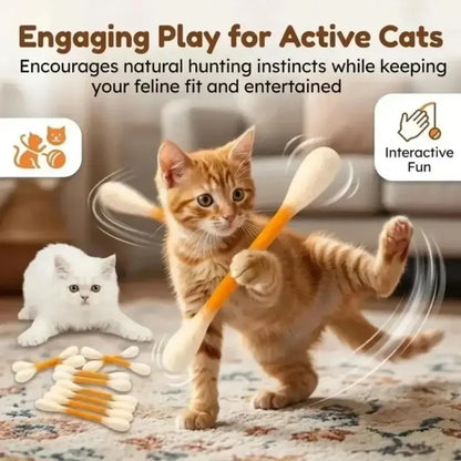 😺BORED CAT? FIX IT FAST!😺 Interactive Swab Toy – Premium Catnip, Durable Felt, Dental Care – Kicks, Chases & Pounces! 🐾