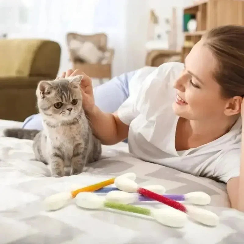 😺BORED CAT? FIX IT FAST!😺 Interactive Swab Toy – Premium Catnip, Durable Felt, Dental Care – Kicks, Chases & Pounces! 🐾
