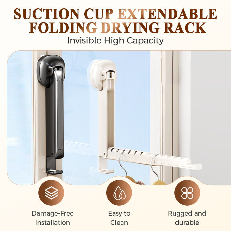 🔥Hot Sale ⚡BUY 1 GET 1 FREE💥Suction Cup Extendable Folding Drying Rack – No-Drill, Space-Saving, for Bathroom Balcony 👚