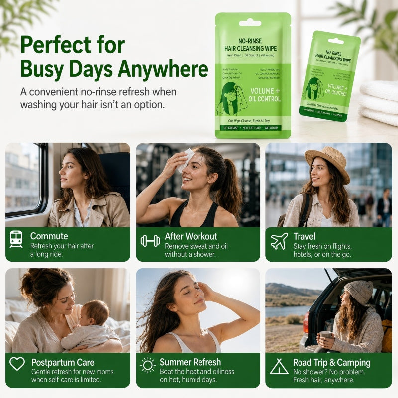 🥳2026 TOP PICK🥥 Waterless Hair Wipes – Oil-Control Peptides, Volumizes, No Rinse Needed – Compact & Lightweight – Perfect for On-the-Go! 🌸💨