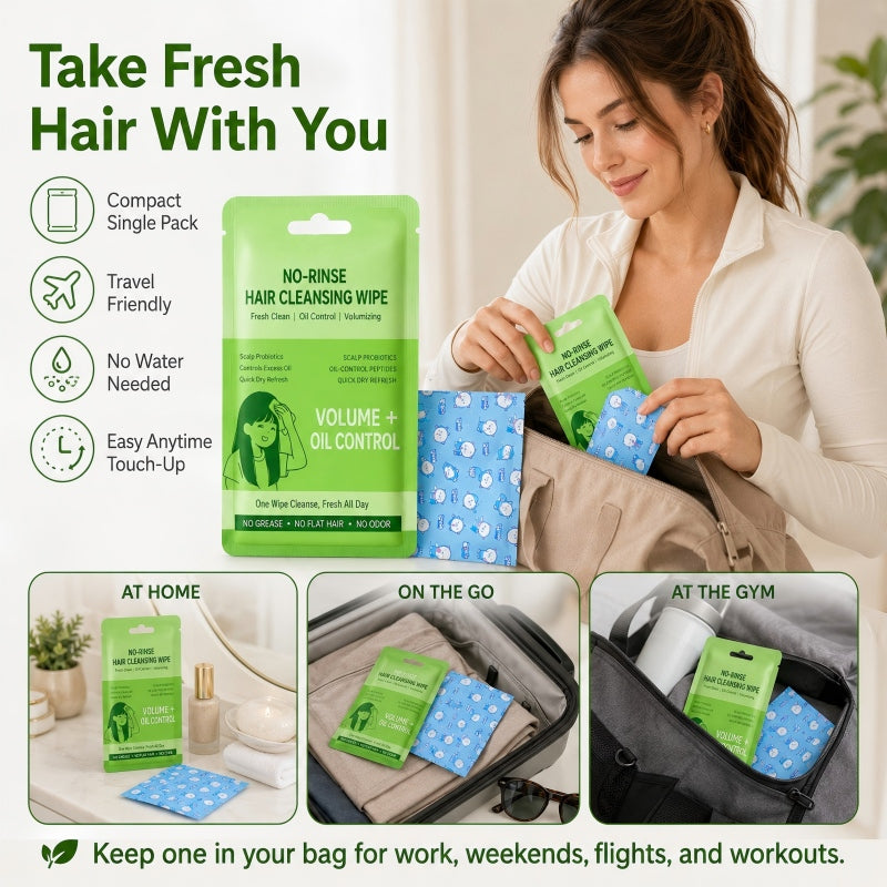 🥳2026 TOP PICK🥥 Waterless Hair Wipes – Oil-Control Peptides, Volumizes, No Rinse Needed – Compact & Lightweight – Perfect for On-the-Go! 🌸💨